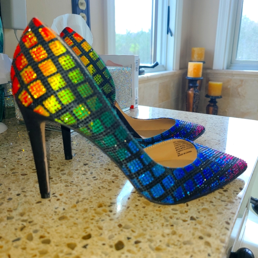 Super cool rainbow inc diamond heels